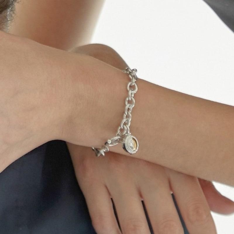 Aphrose Persona Stone Pendant Chain Bracelet (Silver)