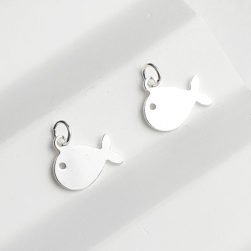 Sterling Silver S925 Whale Dolphin Fish Pendant for DIY Jewelry