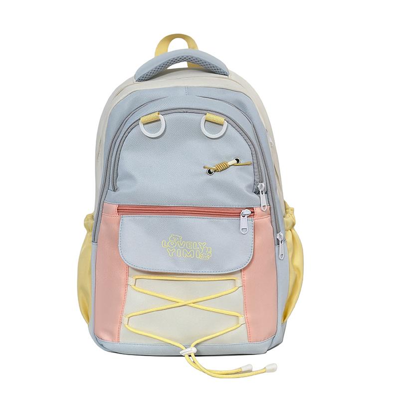 Contrast Color Student Bag Junior High School Student Backpack Women's Travel Lightweight Backpack