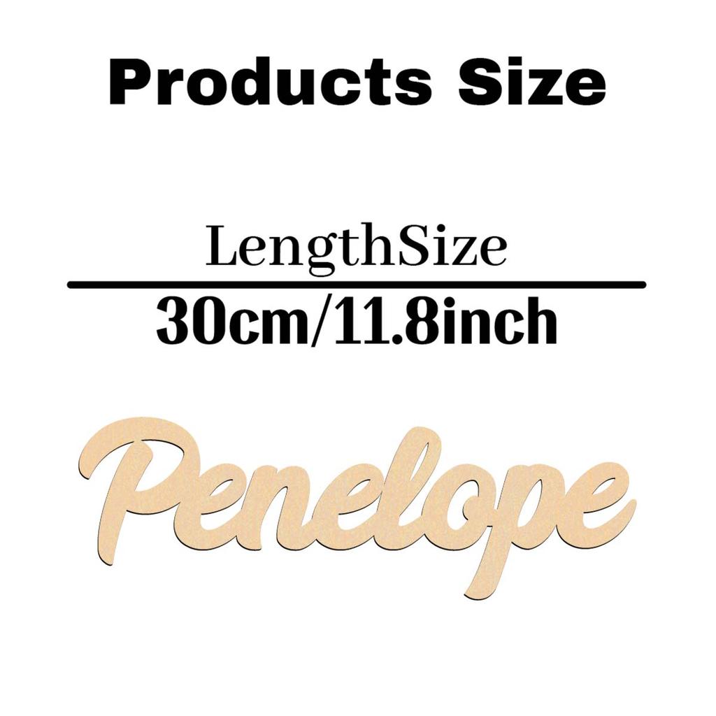 1pc NEW Penelope example Customized Letter Laser-Cut Sign Wooden Plaque Wooden Decor Handcrafted with Elegant Cursive Lettering