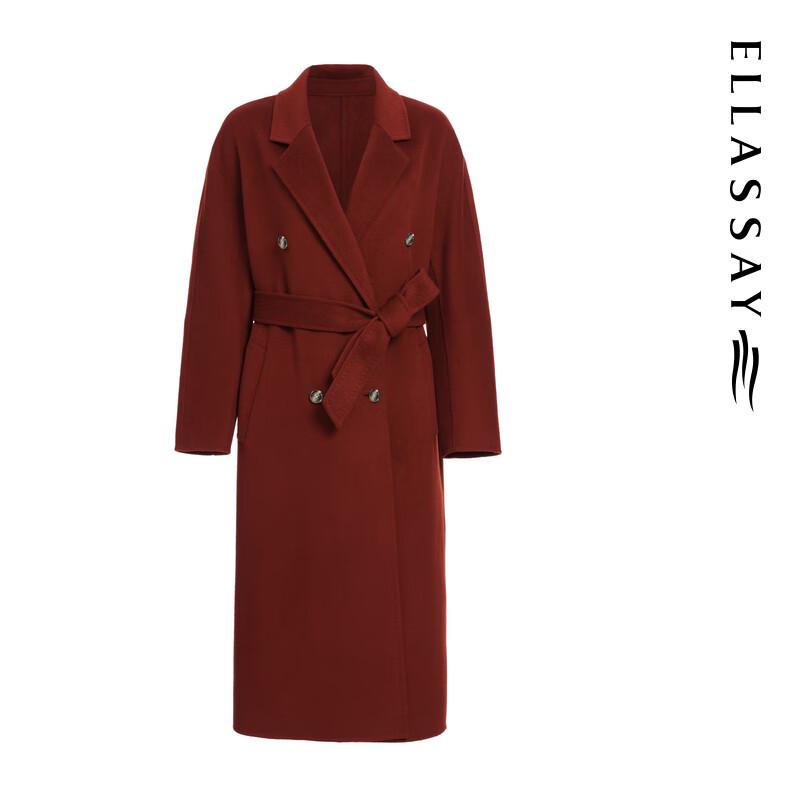ELLASSAY Women's Merino Wool Double-breasted Lapel Coat EWB354D00300