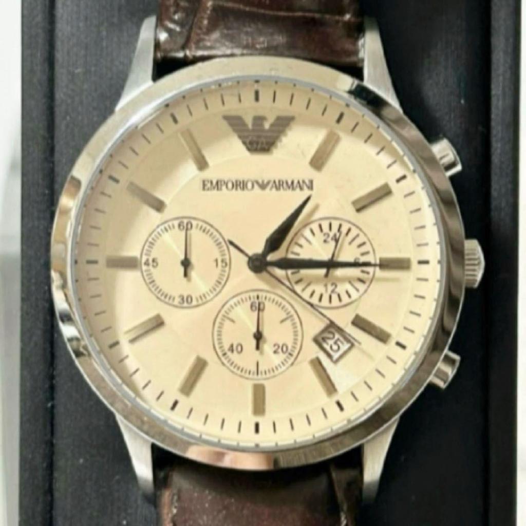 Used EMPORIO ARMANI Armani men's watch AR-2433 QZ chronograph operation confirmed