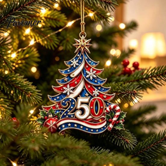 Historic 1776 to 2026 Ornament 250 Anniversary USA Christmas Ornament, United States 1776-2026 250th Patriotic Theme Party Supplies Keepsake, Acrylic