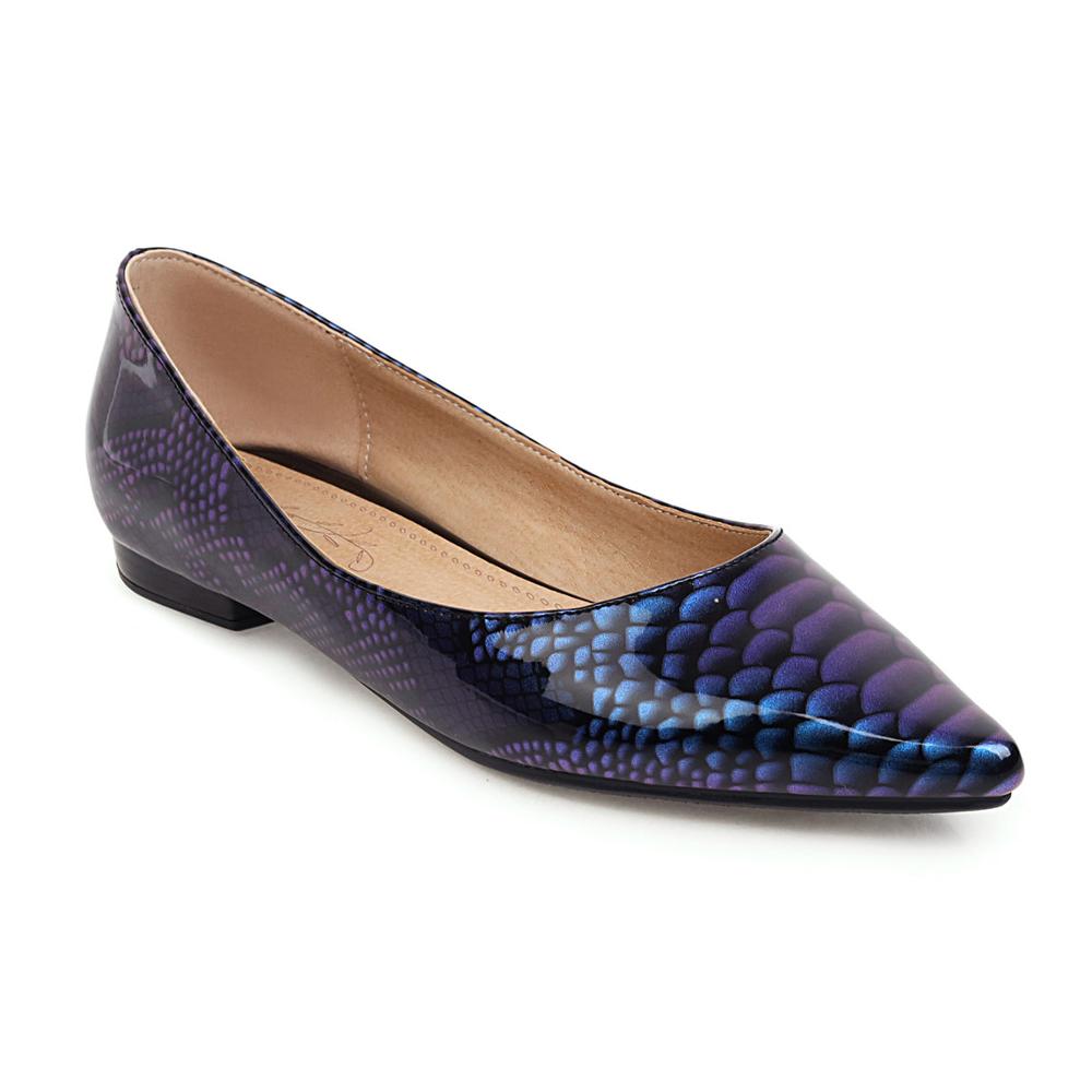 Fashion Casual Women Flats Ballet Shoes Pointed Toe Loafers Shoes Shallow Brand Sexy Snake Leather Slip On Women's Flats Large Size 45