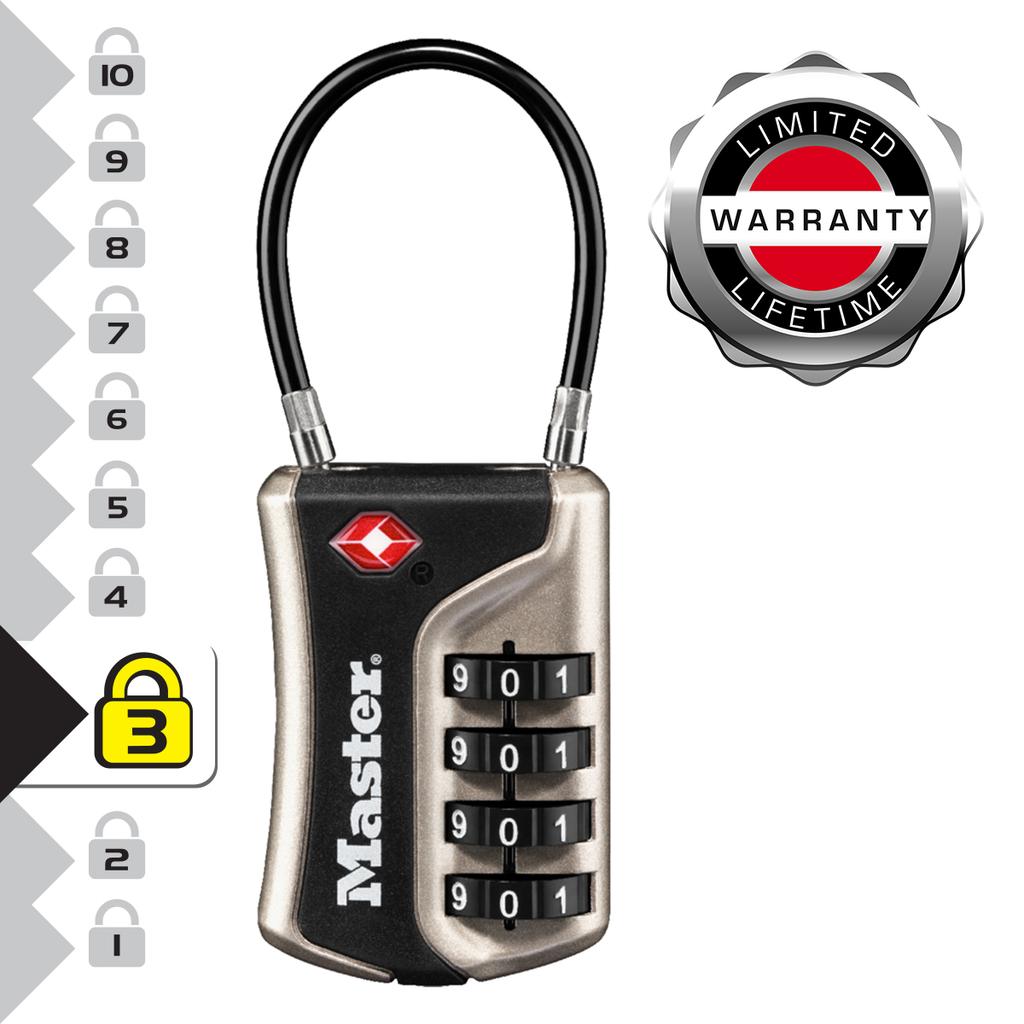 Master Lock Combination Travel Padlock TSA Certified, 36x93x15 mm
