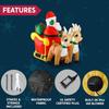 JOYFY 6 FT Long Christmas Santa on Sleigh with 2 Reindeer Inflatable Christmas with Build-in LED for Xmas Party Lawn Decorations