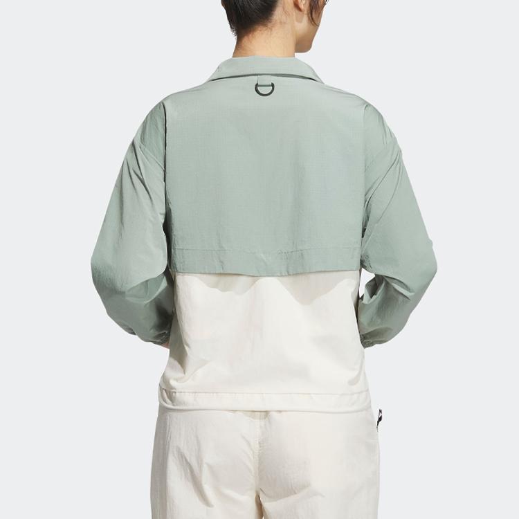 Adidas Originals Trefoil Colorblock Zip-Up Stand Collar Long Sleeve Jacket Women Outerwear Silver Grey Green IK8618