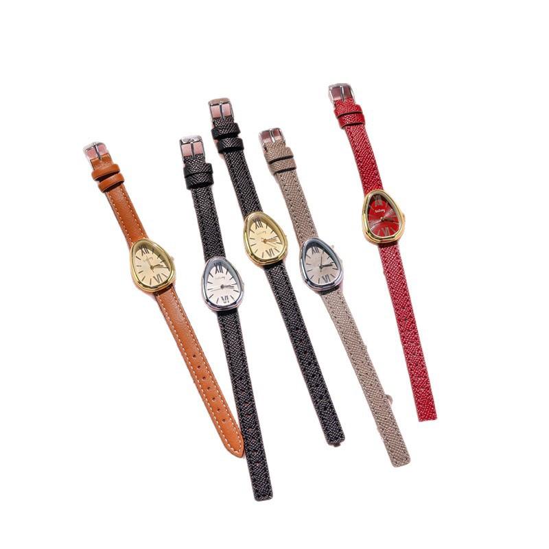 Nordic Style Women's Leather Watch Women's Retro Temperament Design Senior Sense Student Niche French Light Luxury Oval
