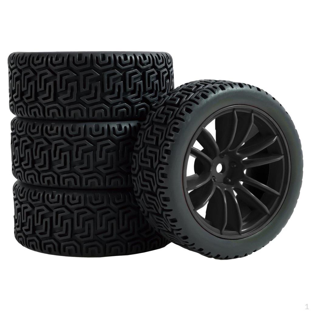 Maze Pattern Tire High Traction 1/10 Scale Rally Car Wheel Set Rubber Tires for Track
