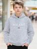 Kinder Streetwear Milano Italien Grafik Hoodie Italien Flagge Buchstaben Pullover Herbst Winter Fleece Warm Lässiges Kapuzensweatshirt