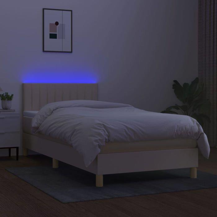 Maison Exclusive - Sommier à lattes de lit avec matelas LED Crème 90x190 cm Tissu