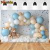 Mocsicka Photography Background Baby Shower Cake Smash Kids Birthday Party Arched Balloon Bear Cloud Decor Backdrop Photo Studio