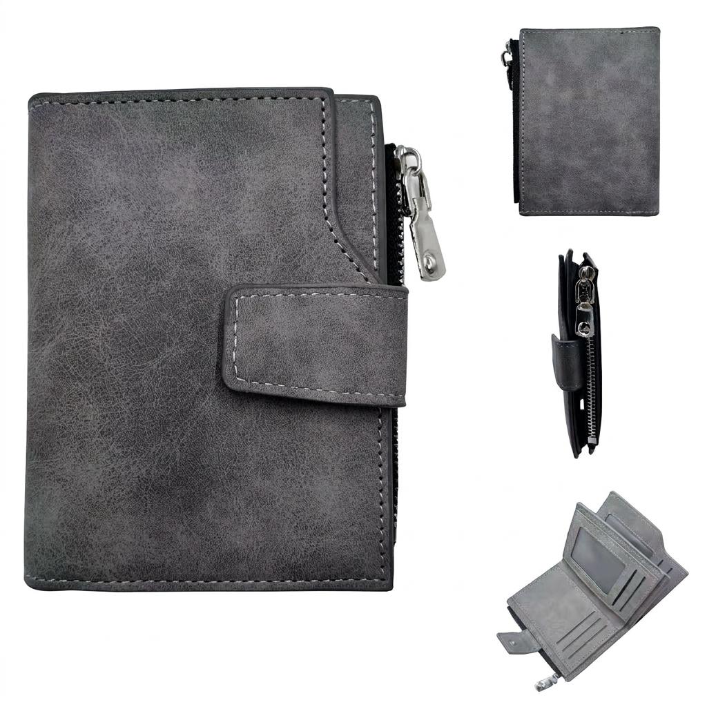 

Vintage Women s Short Wallet PU Leather Purse Card Holder Multi Slots Zip Coin Pocket Buckle Clutch Large Capacity Money Clip