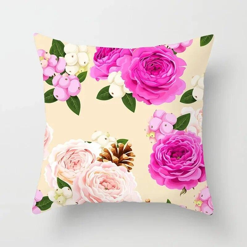 Car Living Room Sofa Cushion Cover Luxury Home Decoration Pillow Cover Rose Flower Print Pattern Cushion Cover