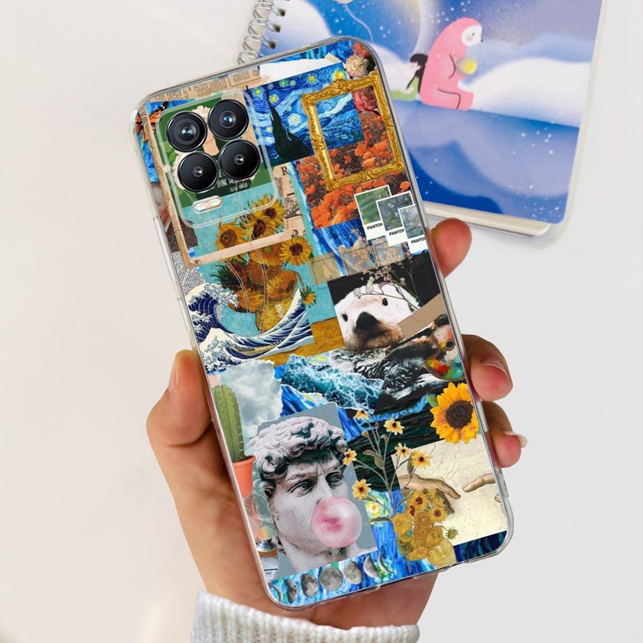 For Realme 8 Case Flower Fashion Cat Cute Cover Coques For Realme 8 Pro Phone Cases Cover Realme8 5G Realme 8i Fundas Soft Capa