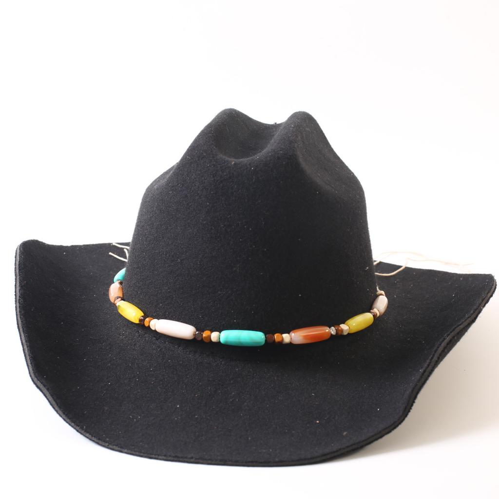 Popular European and American Classic Imitation Cashmere Felt Hat, Men's and Women's Fashion Seamless Edge Western Cowboy Hat