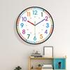 Kids Educational Wall Clock Color 12/24H Dial Non-Ticking Quartz Movement Wall Decor for School Classroom Kids Bedroom  Playroom