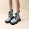 2024 New Winter Women Pumps Boots High Quality Lace-Up European Ladies Shoes Gothic Punk Casual White Platform Woman Spring