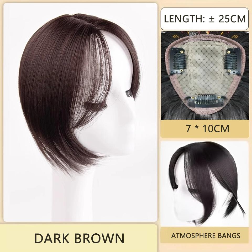 

Нашивка на парик с челкой средней длины и восемью персонажами с пушистыми волосами для создания естественной накладки на лоб с высоким черепом