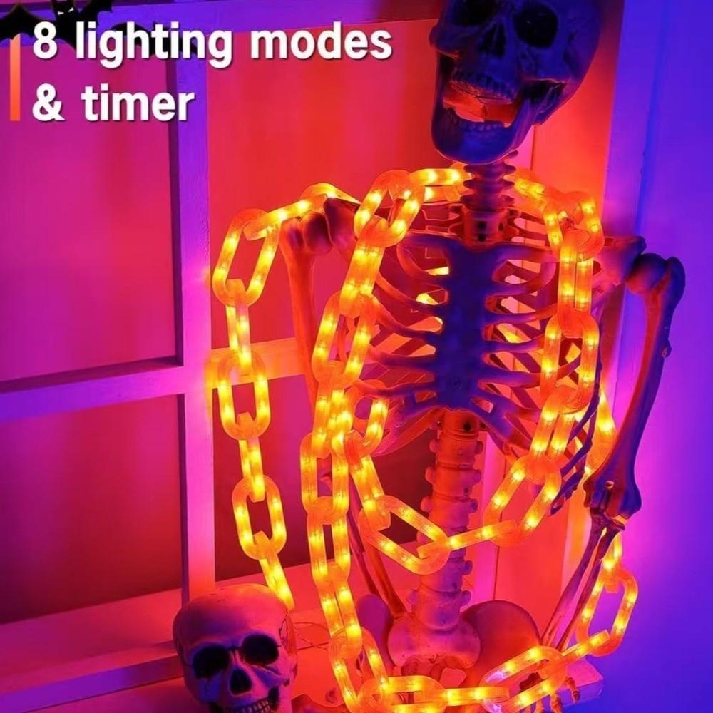 Plastikowe Lampki Halloweenowe Zasilane Słonecznie/Bateryjnie Straszne Dekoracje Świecące Łańcuchy Halloweenowe Rekwizyty Straszne Świecące Lampki Stringowe