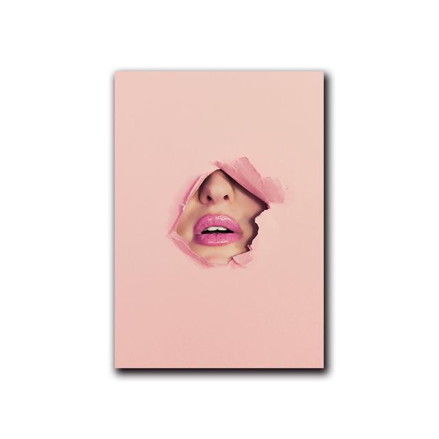 Rosa Mode Serie Abstrakte Dekoration Leinwand Malerei Lip Feder Zitat Poster Nordic Druck Wand Kunst Bild Wohnzimmer Dekor