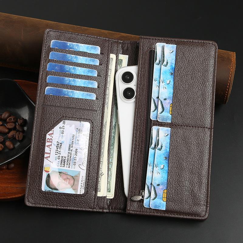 Business Men's Wallet Long, Large Capacity, Multiple Card Slots, ID Zero Wallet Thin, Men's Wallet Flip Cover