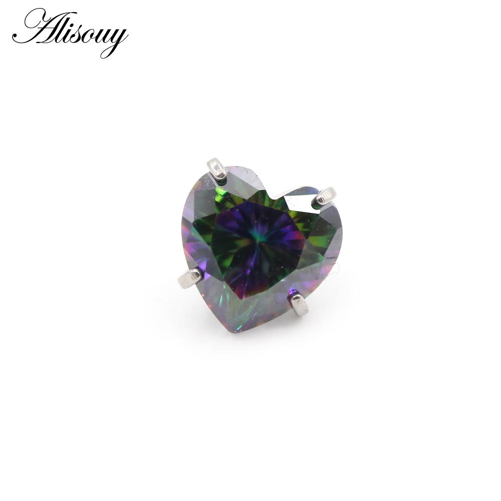 Alisouy 1PC Titane Filetage Externe Cœur Zircon Pour Anneaux de Lèvre Labret Boucles d'Oreilles Puces Piercing DIY Accessoire Bijou de Corps