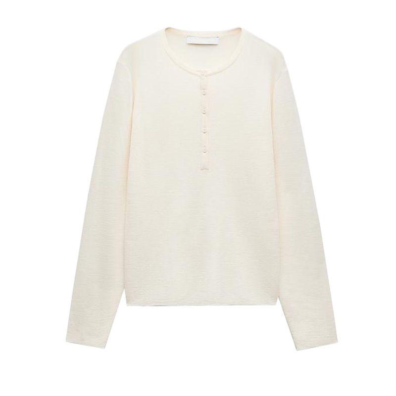 Fall and Winter New Women's Clothing Wool Blend Long Sleeves Round Neck All-Matching Knitting Sweater 3893142 2893142