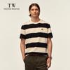 Unisex Colorblock Stripe Round Neck T-Shirt