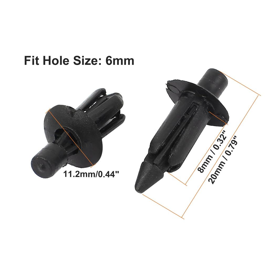 uxcell Plastic Rivets Push Rivets 6mm x 12mm Black Door Trim Fender 48pcs