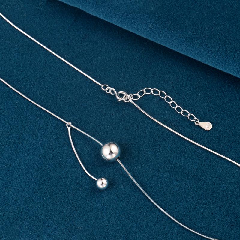 S925 Sterling Silver Round Bead Pendant Necklace - 2026 Women's Stylish Clavicle Chain