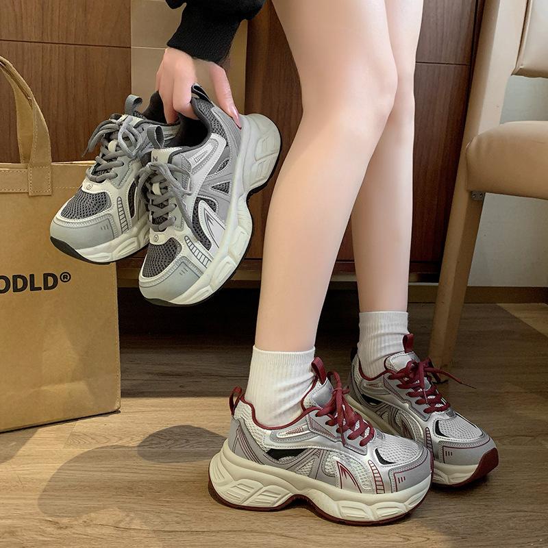 Premium retro gray dad shoes women's shoes 2025 new autumn and winter new muffin thick sole heightening and velvet sports