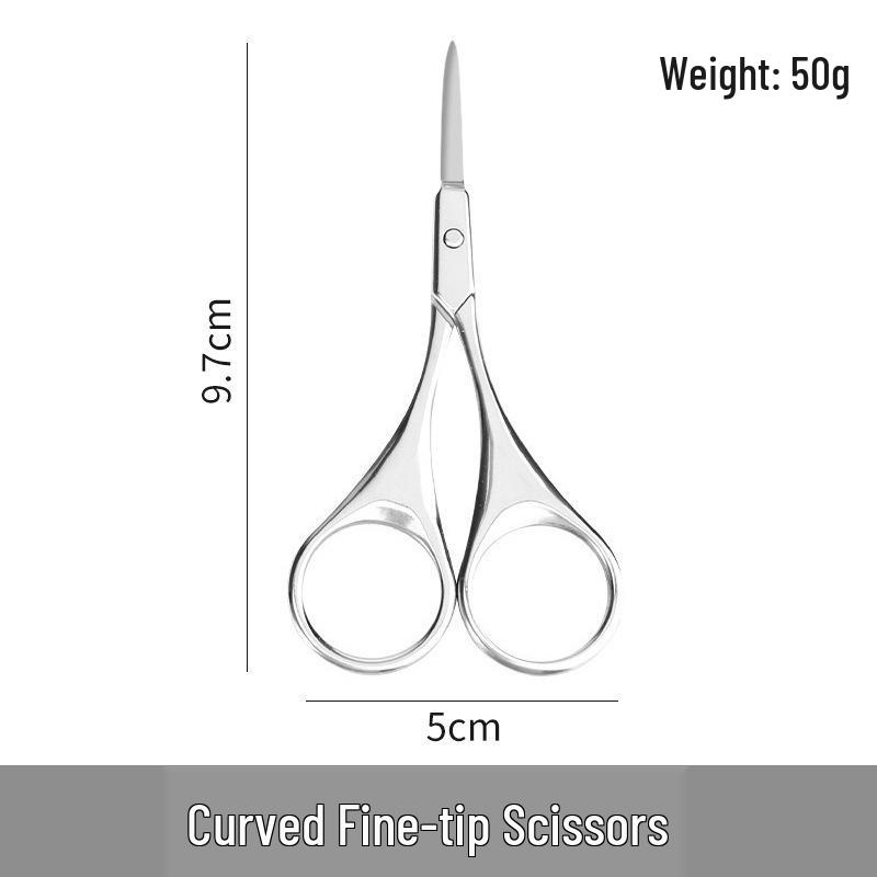 Beauty Scissors Set: Curved Eyebrow, False Eyelash, Nose Hair Trimming & Tattooing Scissors with Pointed Tips for Makeup Artists.
