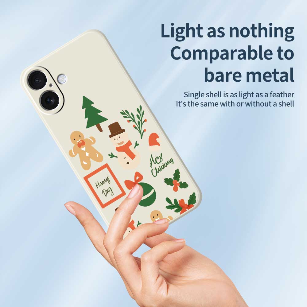 For iPhone 17 Case Christmas Snowman Pattern Printing Straight Edge TPU Phone Back Cover
