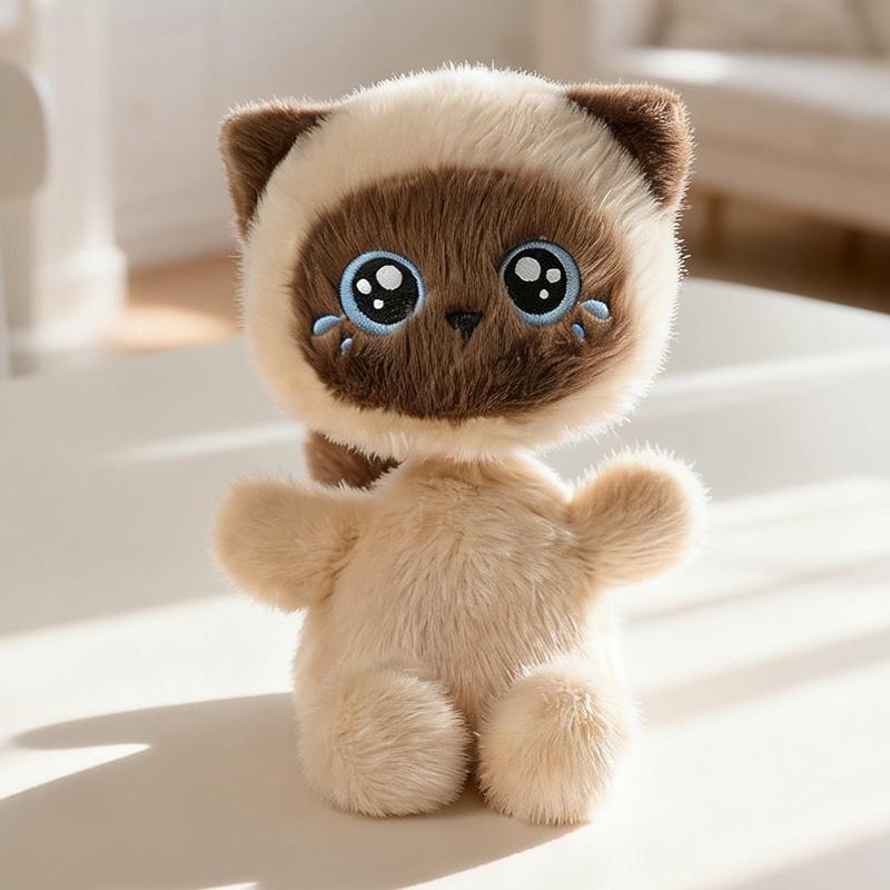 1Pc 20Cm Kawaii Shaking Head Cats Plush Toy Cute Sitting Black Cat Siamese Cat Plushie Doll Room Car Decorations Gift