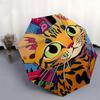 1pc Colorful Cat Print Automatic Folding Umbrella, Portable 3-Fold Design with 8-Bone Iron Frame, Perfect for Outdoor Use, Festive Gifts, Travelers, D