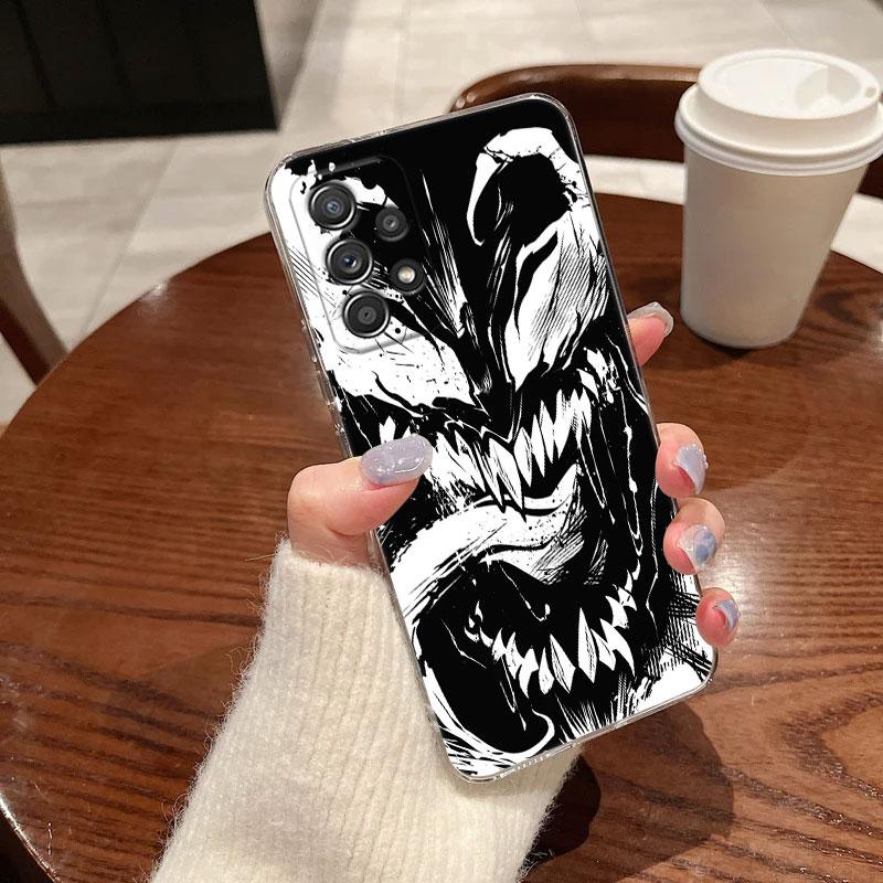 Marvel Venom Black Art Clear Case For Samsung Galaxy A57 A37 A56 5G A36 Cases A55 A54 A35 A26 A07 A17 A16 A06 A36 A15 Soft Cover