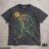 Otter Heult zum Mond T-Shirt, 90er Vollmond Tiere Grafik T-Shirt, Retro Naturfreund Geschenk, Cottagecore Wald Nachtleben Otter Shirt