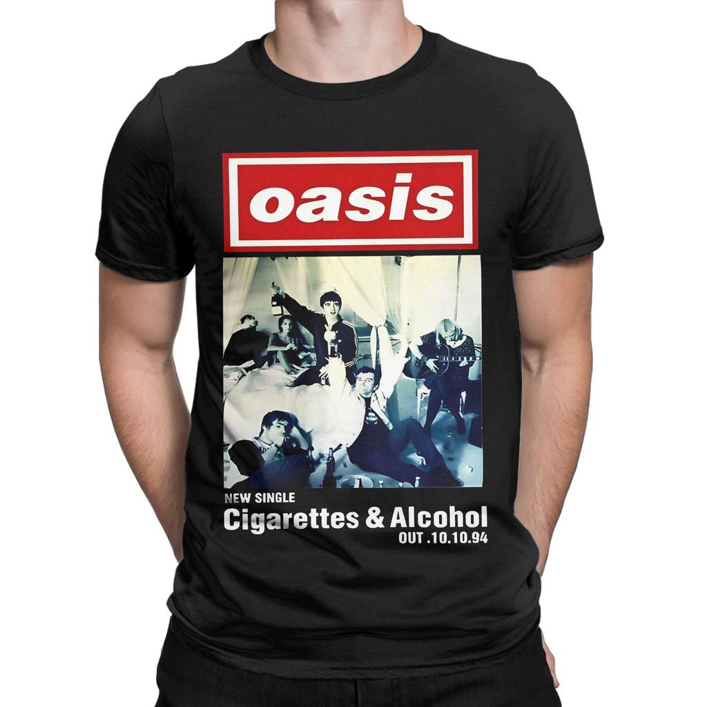 Casual Band Rock O-Oasis T-Shirt Men Crewneck Short Sleeve Clothes 100%Cotton Summer Clothing