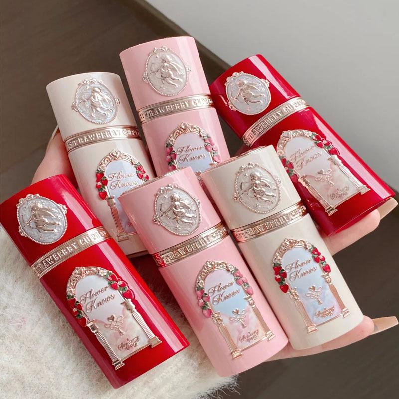 Flower Knows Strawberry Cupid Lip Cream & Blush, Eyeshadow, Perfume Handheld Mirror, and Balm Gift Set