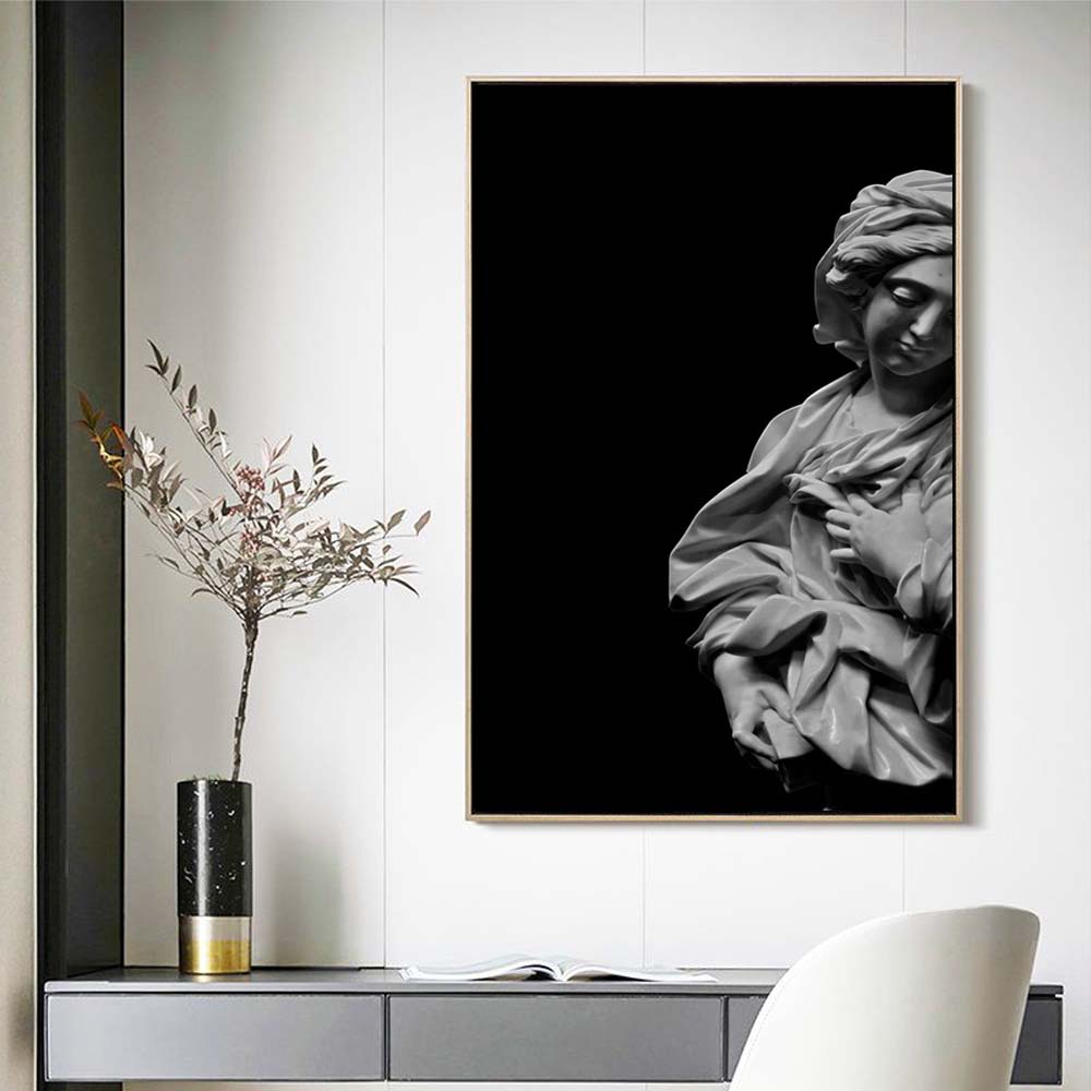 

Рисунок маслом черно-белая скульптура женское искусство холст картина гостиная коридор офис украшение дома фреска без рамки 21*30cm No Frame