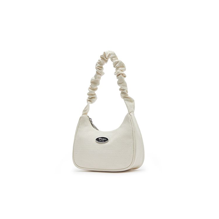 Champion Twisted Underarm Bag Script Logo Enamel Tag Pleated Hair Tie Shoulder Strap Casual Versatile Synthetic Leather Shoulder Bag Small U4AACPU14