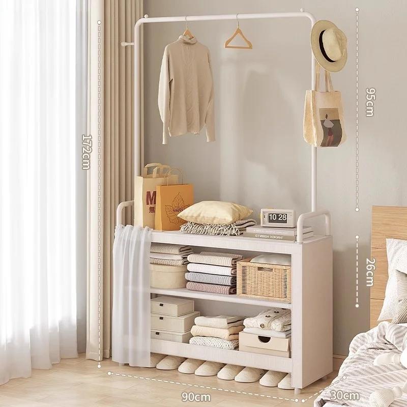 Indoor Thickened Clothes Hanger Rack Floor-standing Closet with Dust-proof for Home Small Apartment Clothing Storage Shelf