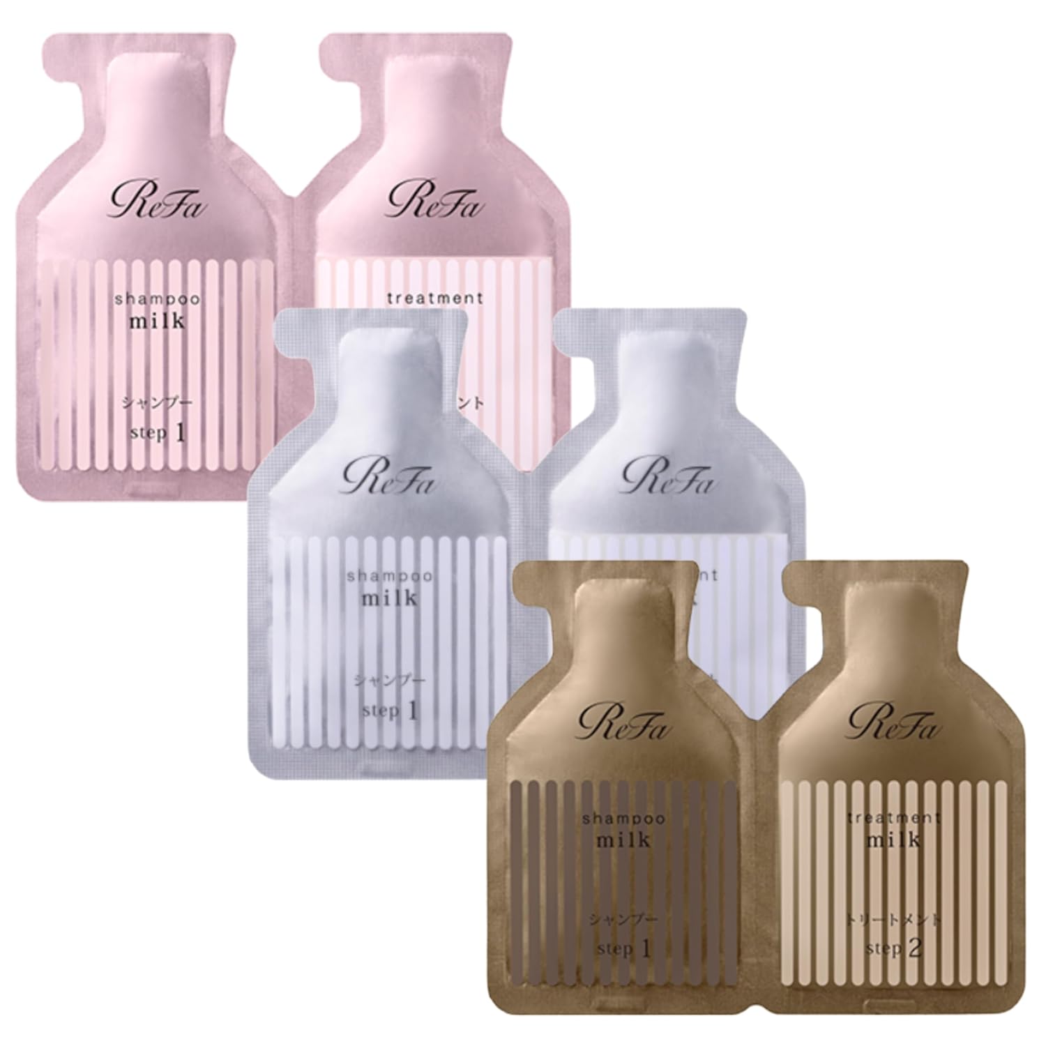 Trial Refamilk Protein High Damage Care Shampoo Treatment Pouch (White Pink Royal) Travel Use Individual Packaging