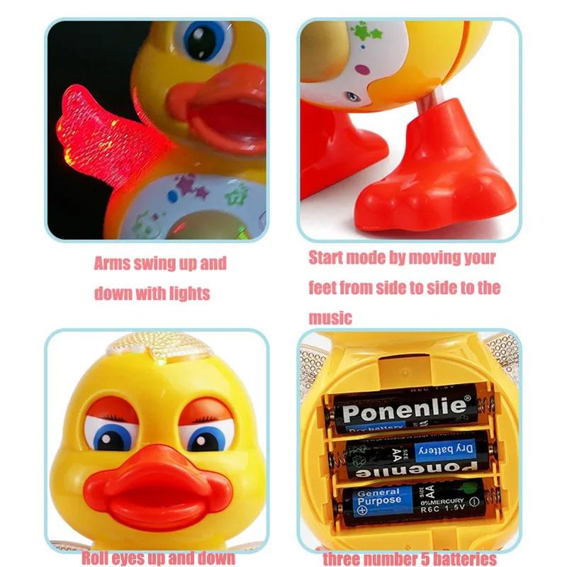 Electric Dancing Duck Toy Interactive Musical Animal with Flashing Lights Educational Gift for Kids