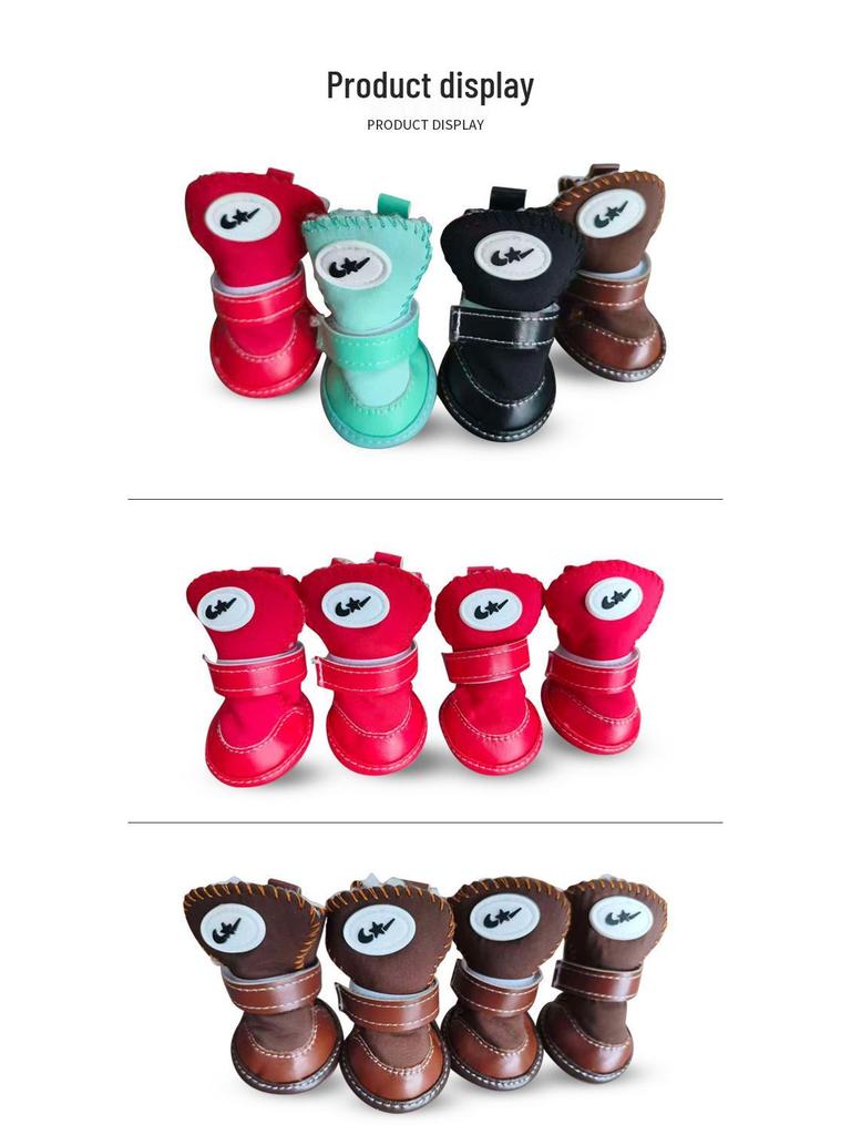 Durable Pet Warm Shoes with Lambswool Lining and Rubber Sole