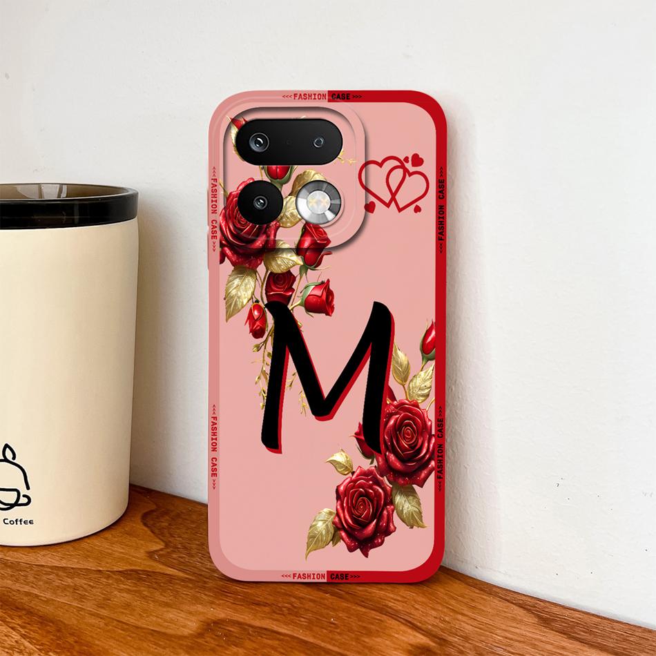 Phone Case For Realme 16 Pro Plus 5G Pretty Rose Letter Lightweight Funda For Realme 16Pro+ Anti Drop Soft Liquid Silicone Shell