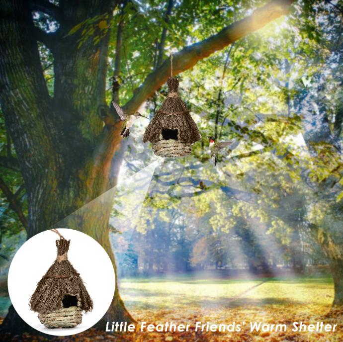 Handcrafted Natural Grass Birdhouse for Outdoor Garden Decoration Eco-Friendly and Durable Nesting Shelter