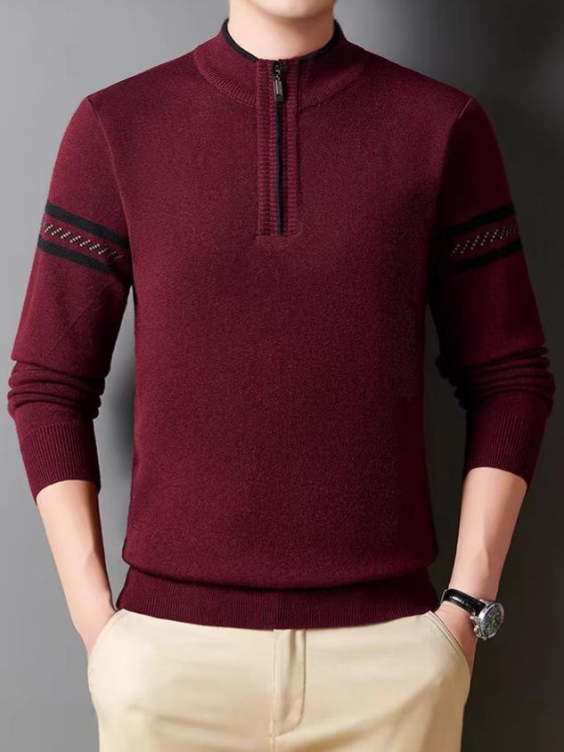 Men's Half-Zip Thick Knit Sweater – Stylish Autumn/Winter Casual Business Base Layer