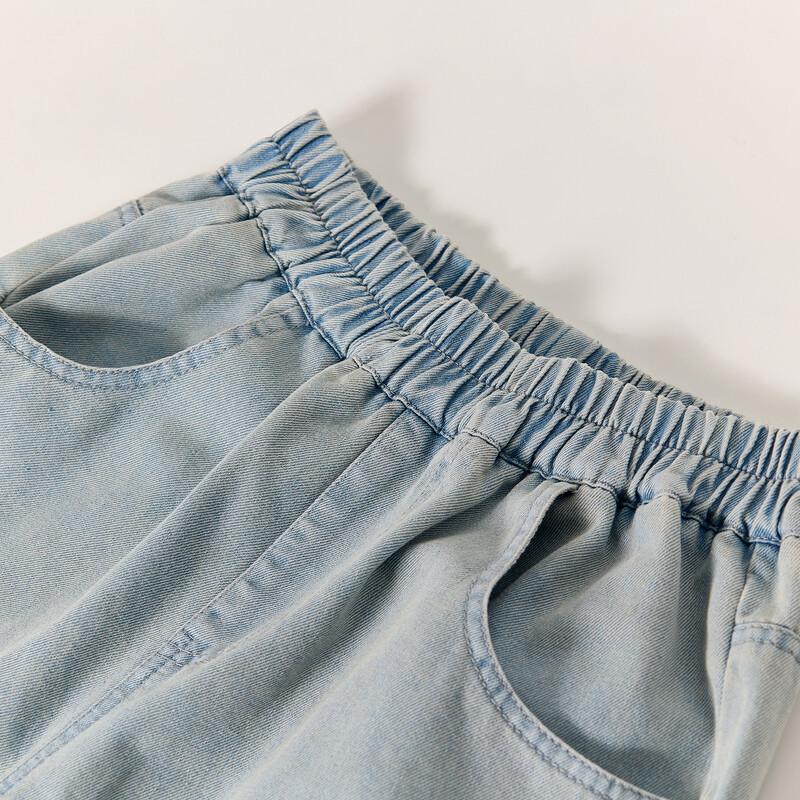 Deesha Girls' 2026 Summer Lace Trim Wide-Leg Jeans